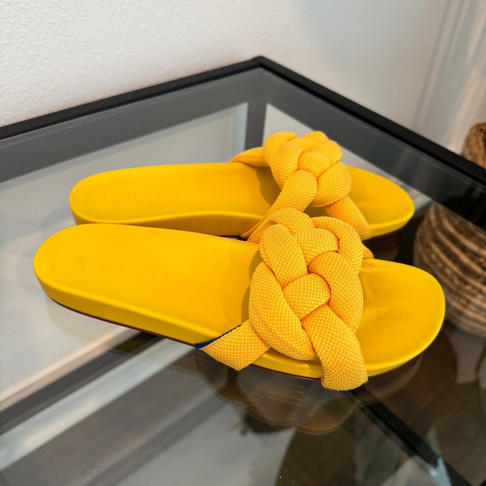 ROTHYS Women’s Bubble Slide Slip On Sandal in Canary Yellow Size 7.5